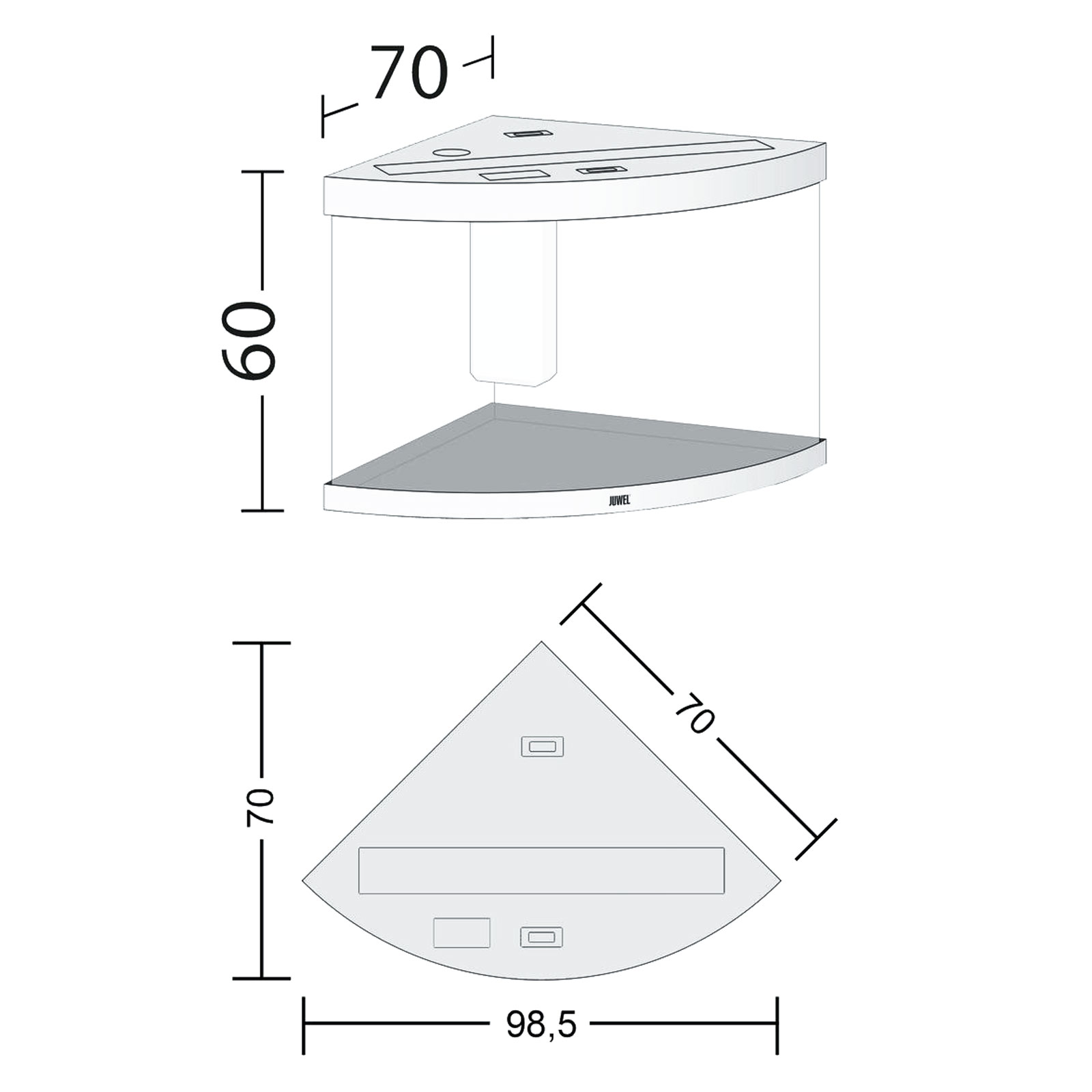 Juwel Acquario Trigon 190 Litri LED Bianco mis. 98,5x70x60H cm