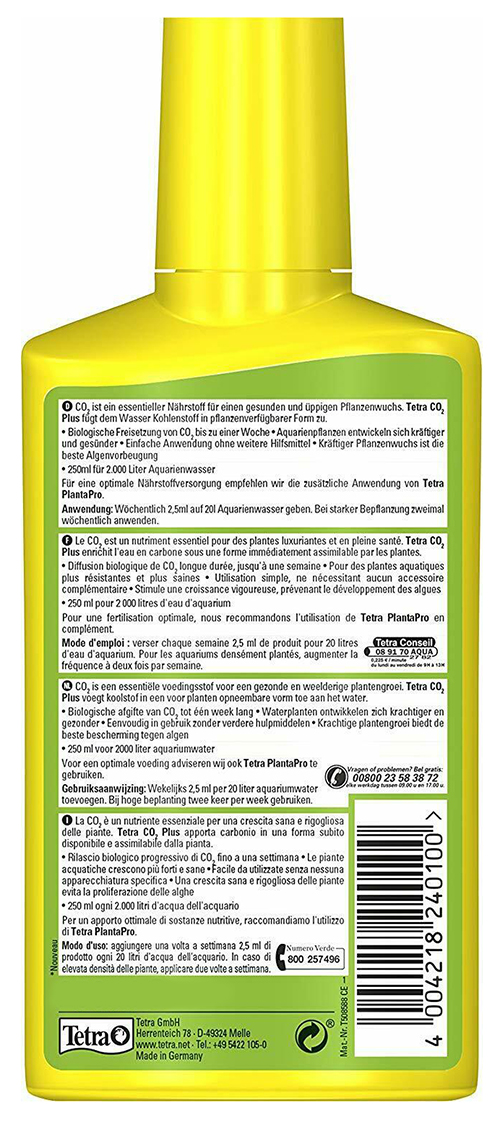 Tetra CO2 Plus Fertlizzante a base di carbonio 250ml per 2000Lt