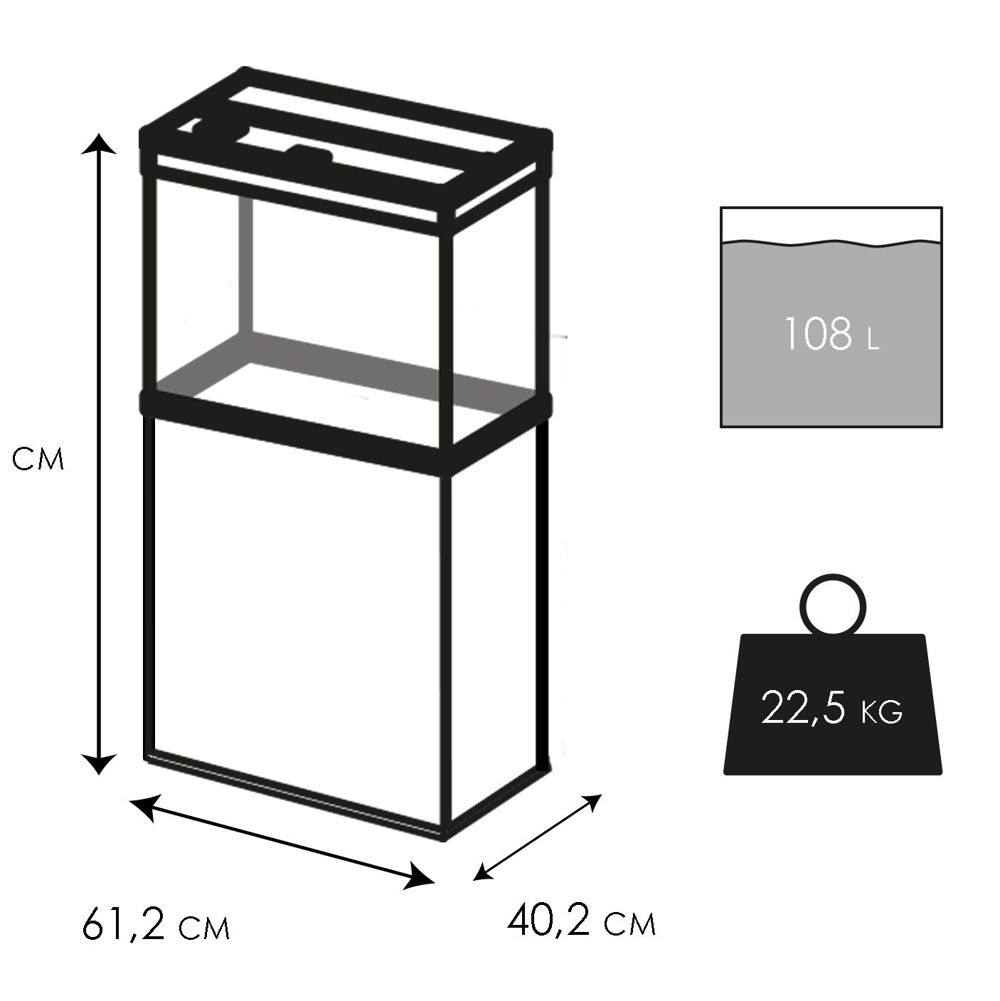 Ciano Aquarium Emotions Nature Pro 60 Nero Acquario Filtro Interno 61,2x40,2xh56cm 108lt