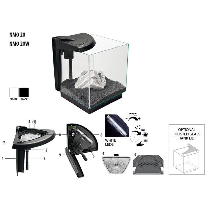 Newa More 20 Acquario Freshwater Completo di Illuminazione a Led Touch 18Lt Nero