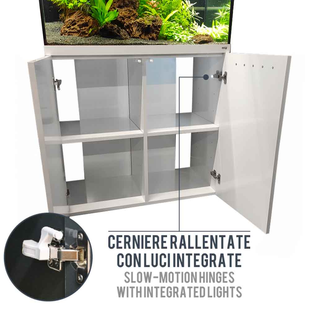 Amtra Acquario Alux Bianco Combi con Mobile e Filtraggio 330L 120x45x148h cm
