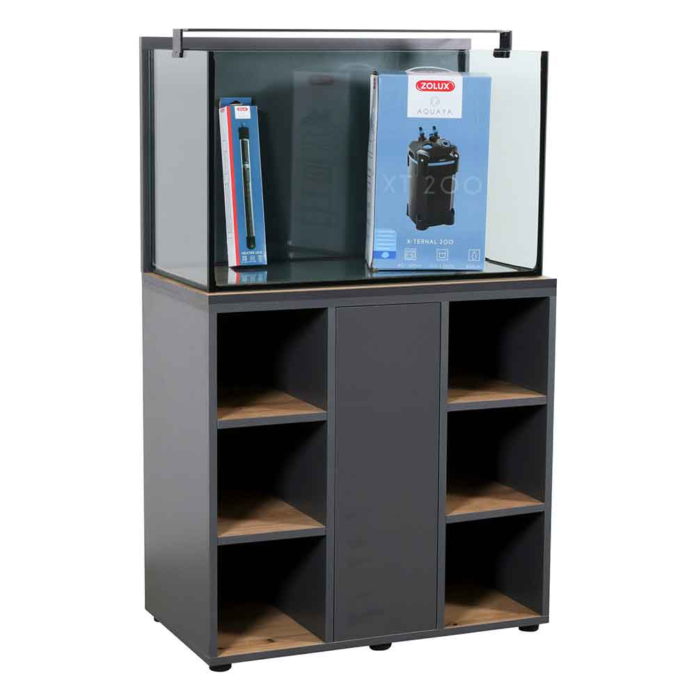 Zolux Acquario Aqua IdroMax Grigio 160 Completo con Supporto 83,5x45x130h cm