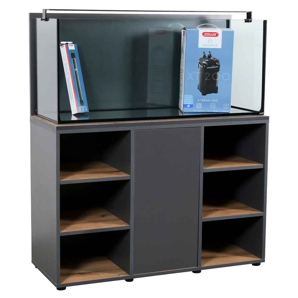 Zolux Acquario Aqua IdroMax Grigio 230 Completo con Supporto 111,8x45x137h cm