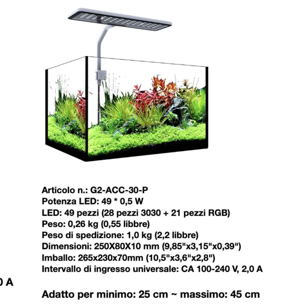Micmol Aqua CC II Lampada Led Freshwater 30W 25x8x1h cm