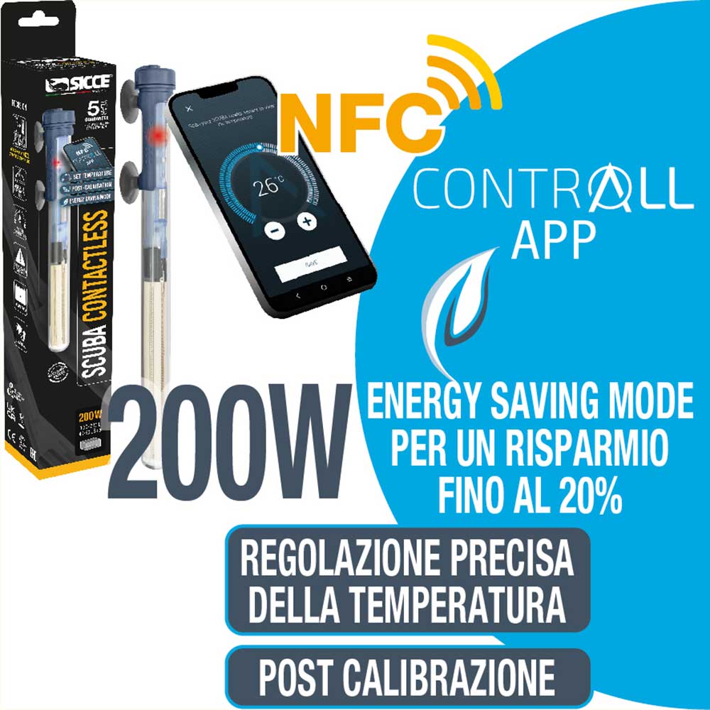Sicce Scuba Contactless Riscaldatore Wireless NFC 200W