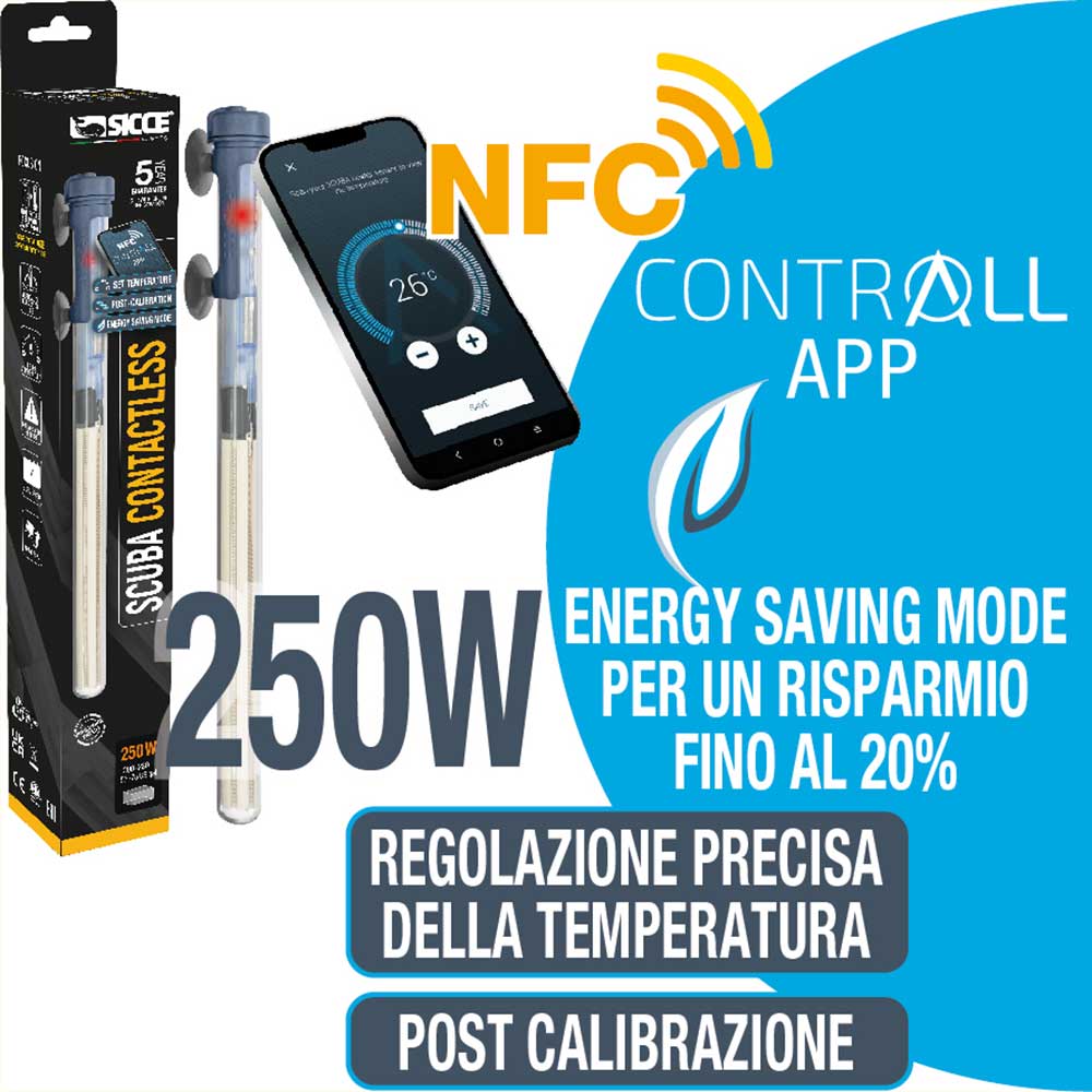 Sicce Scuba Contactless Riscaldatore Wireless NFC 250W