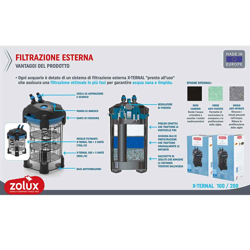 Zolux Aqua Colonne 35 61 litri con Filtro esterno e riscaldatore 35x35x50h cm