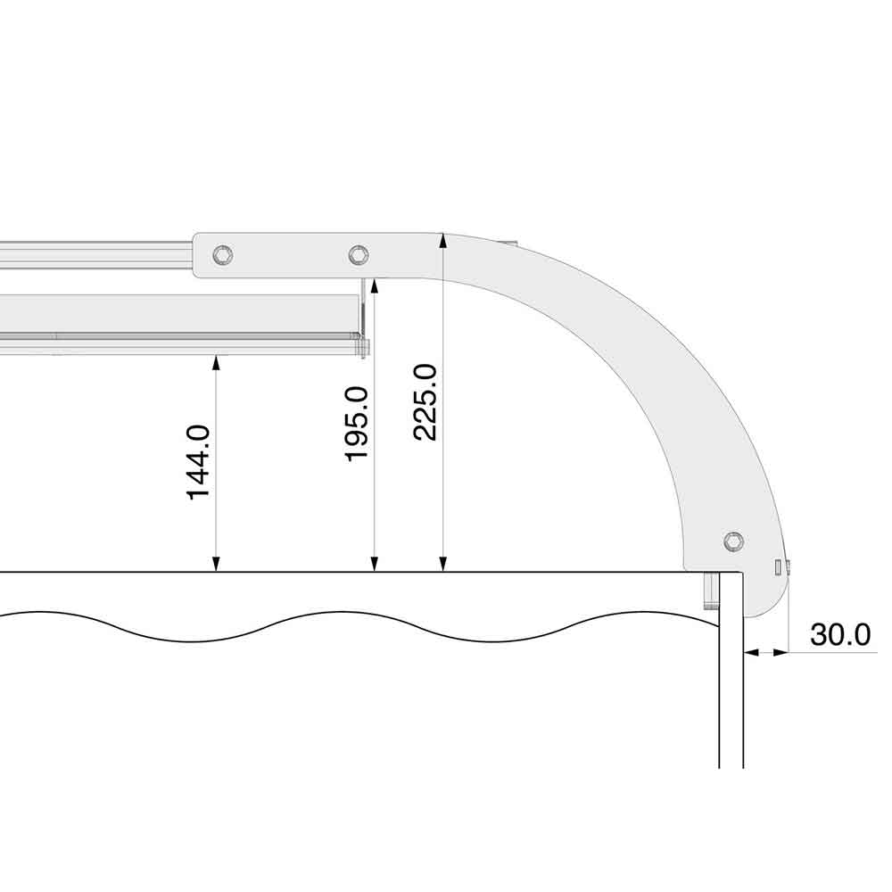 Gnc Bridge 2S Supporto per 2 Plafoniere BluRay per Vasche da 95 a 120cm