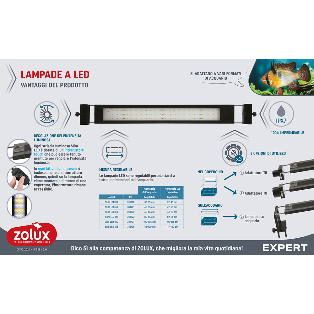 Zolux Slim Led 80 Aquaya Lampada multiuso per acqua dolce 22W 80cm