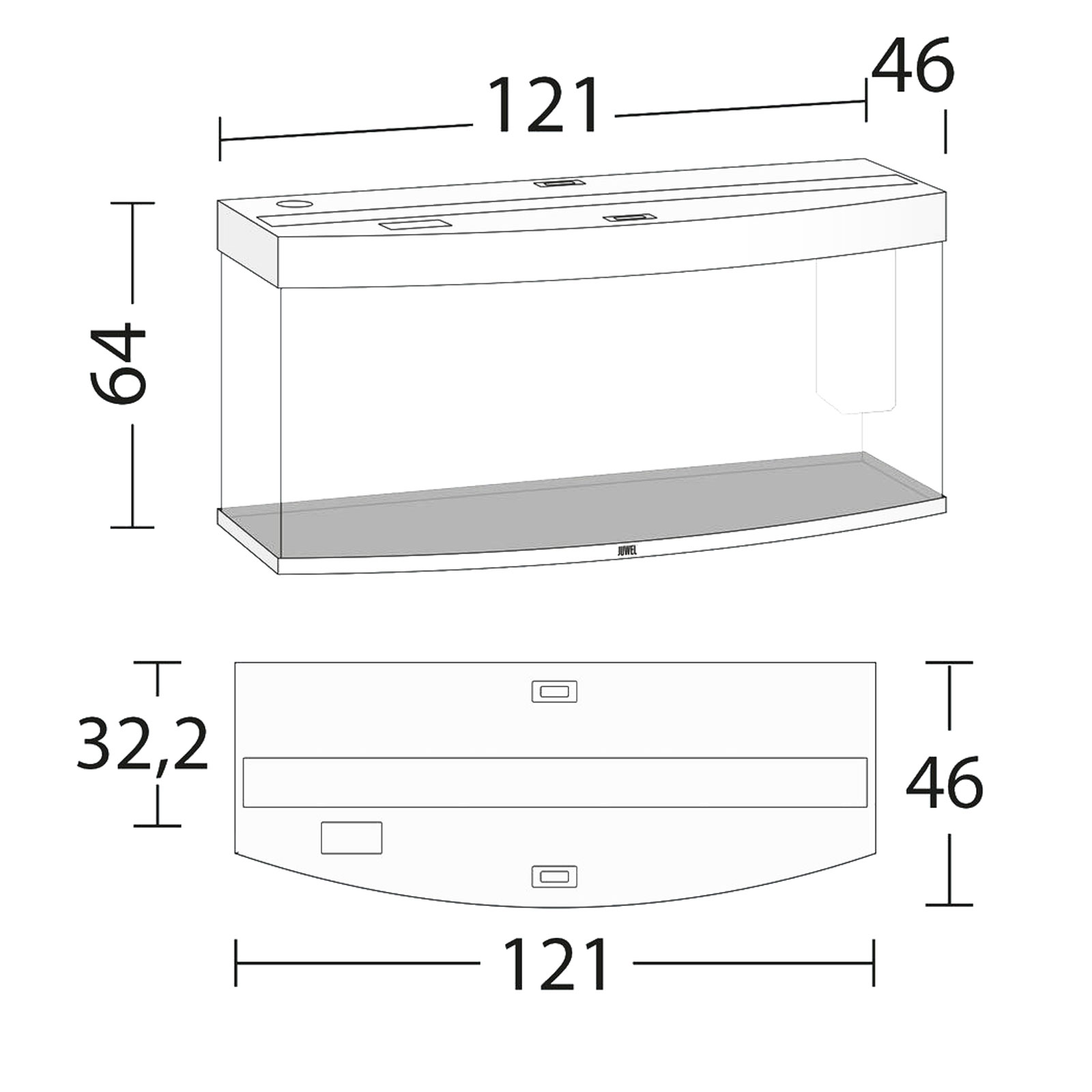 Juwel Acquario Vision 260 Litri LED Bianco mis. 121x46x64H cm