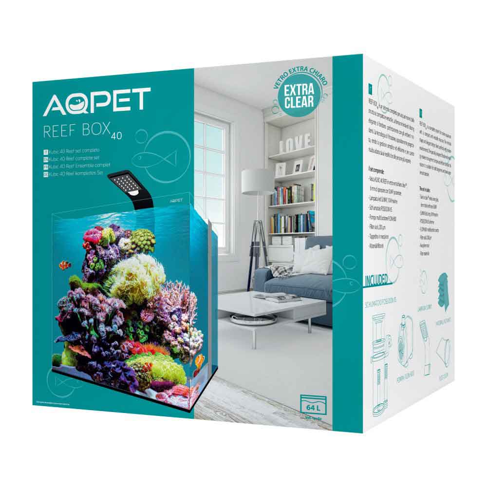 Aqpet Kubic Reef Box 40 Acquario Completo Acqua marina 64 litri 40x40x40h