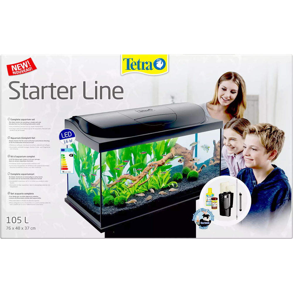 Tetra Acquario Starter Line 105 Led 16W Completo 76x48x37cm 105 litri con Luce Notturna