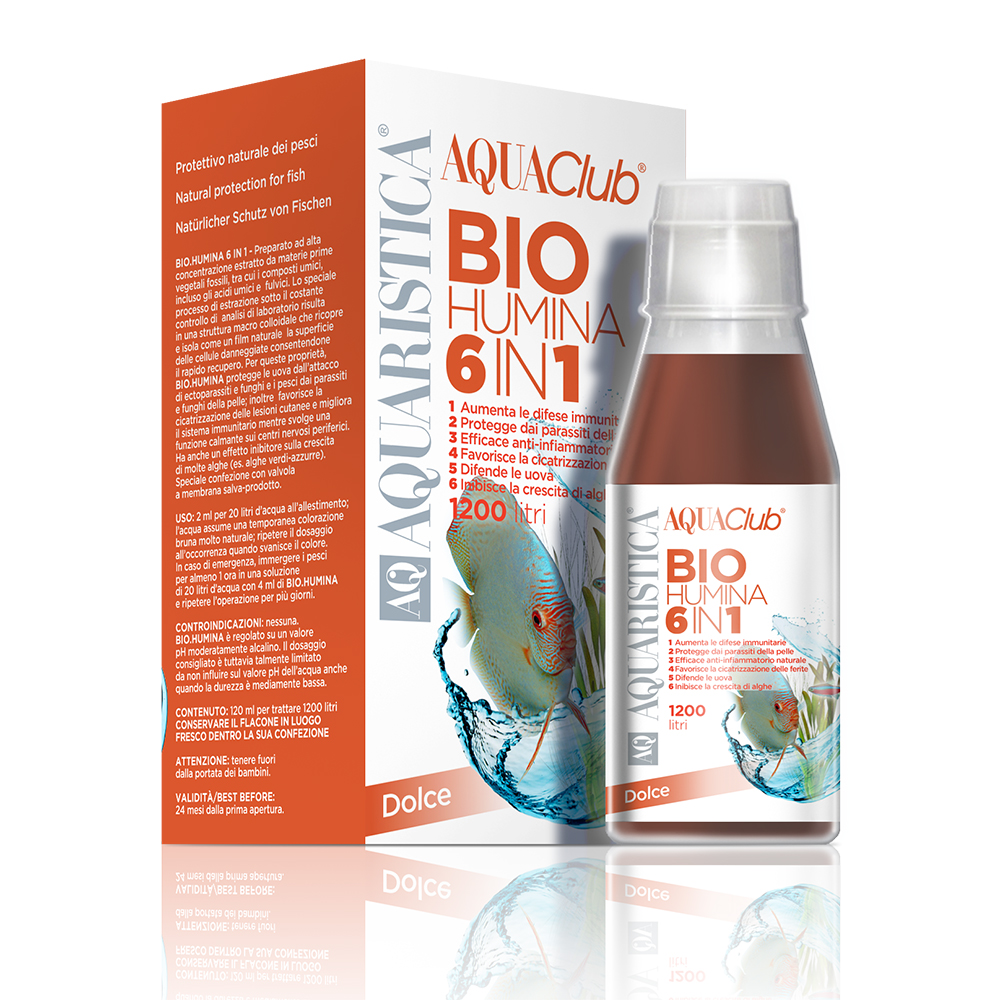 AQ Aquaristica Bio Humina 6 in 1 Protettivo naturale per pesci 200ml per 2000 litri