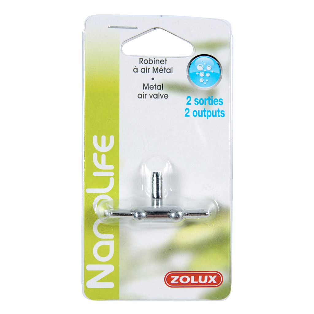 Zolux Rubinetto aria in metallo a due uscite per tubicini areatore 4/6mm