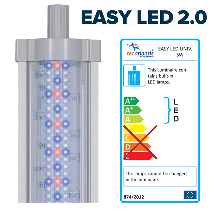 Aquatlantis Easy Led Universal 2.0 Marine &amp; Reef Lampada per attacco T5/T8/singola (ex 54W) 1047 mm 52W