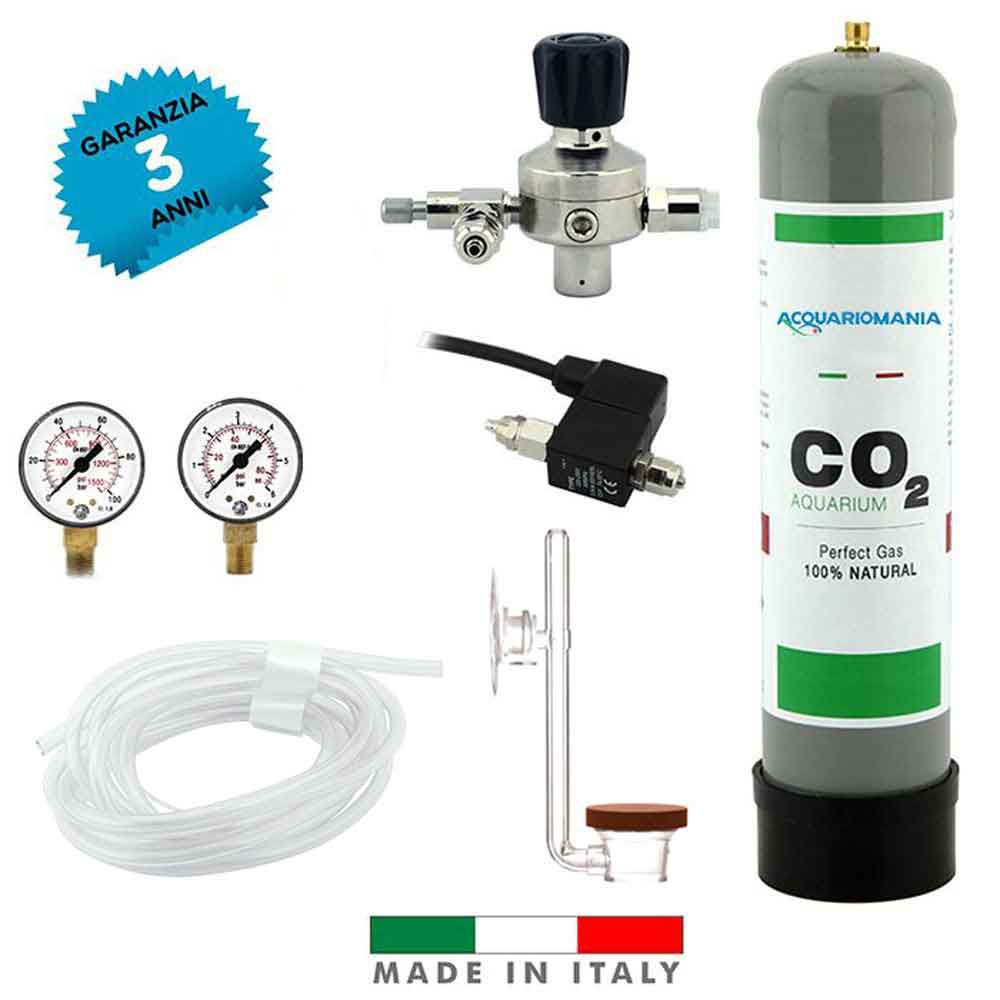 Acquariomania Impianto CO2 Minor 2 Pro Bombola 600g Riduttore Elettrovalvola Atomizzatore Twinstar Manometri e Tubo